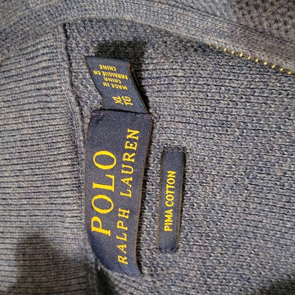 Polo Ralph Lauren Pima Cotton XLarge Blue Quarter Zip Sweater - Picture 2 of 8